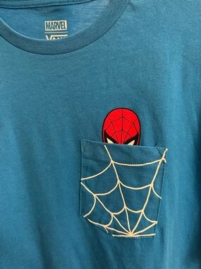 Marvel x Spider-Man Vans Teal Pocket Tee Boys XL New